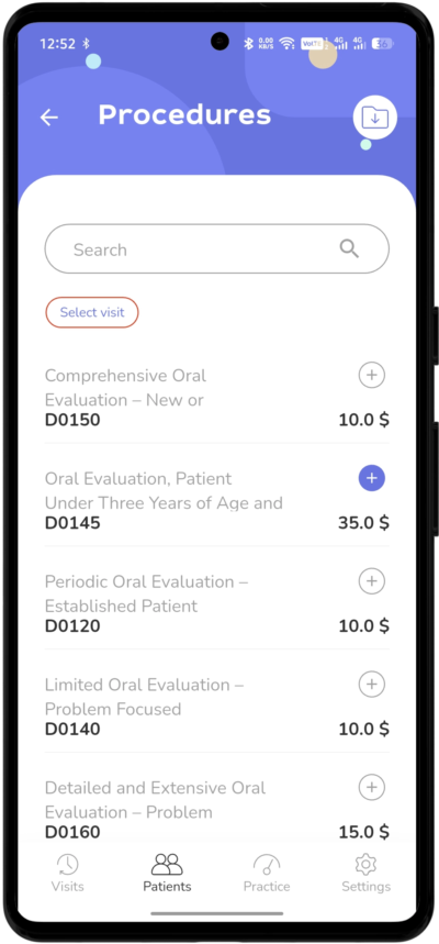 Dental_mobile_application_Dentaltap_Office_Management_part_Select_procedure