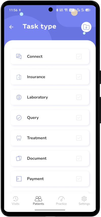 Dentaltap_dental_software_Office_management_Tasks_type