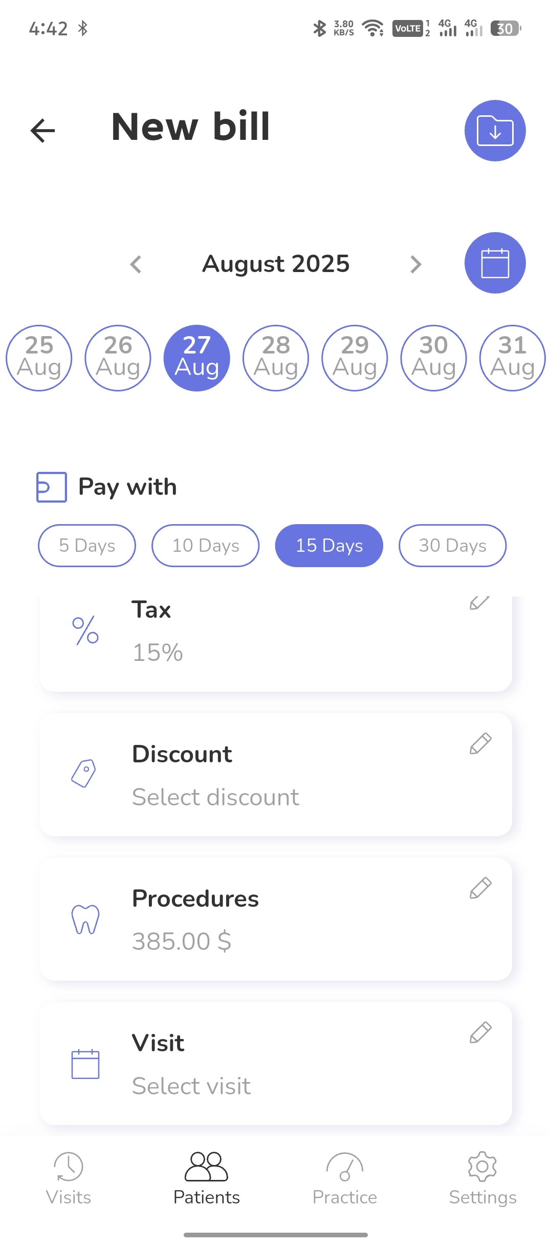 Dentaltap_dental_software_My_All_New_Invoce