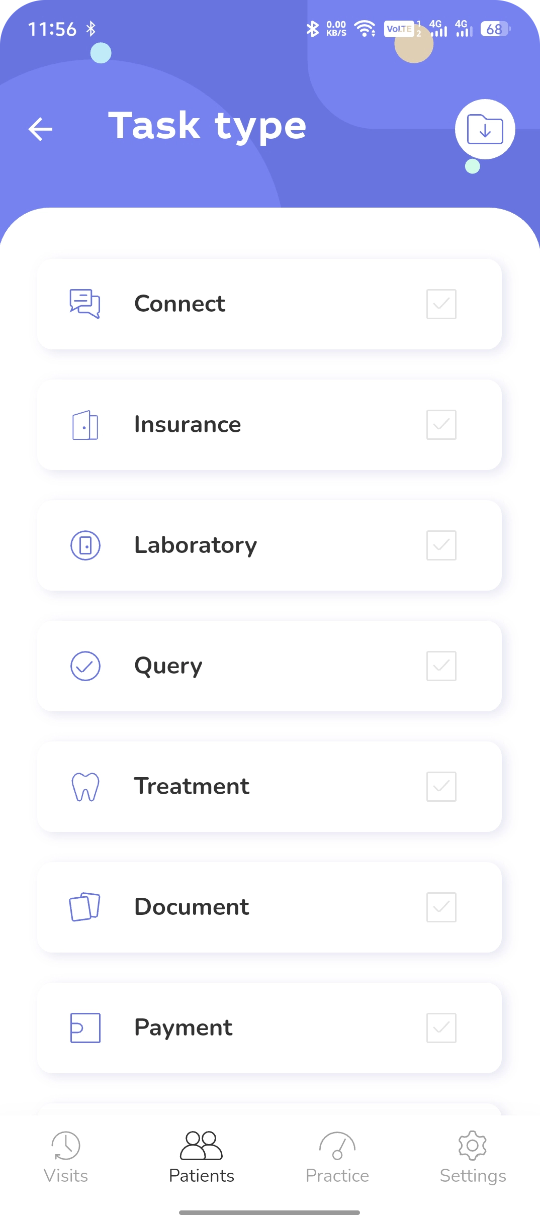 Dentaltap_dental_software_My_Task_Type
