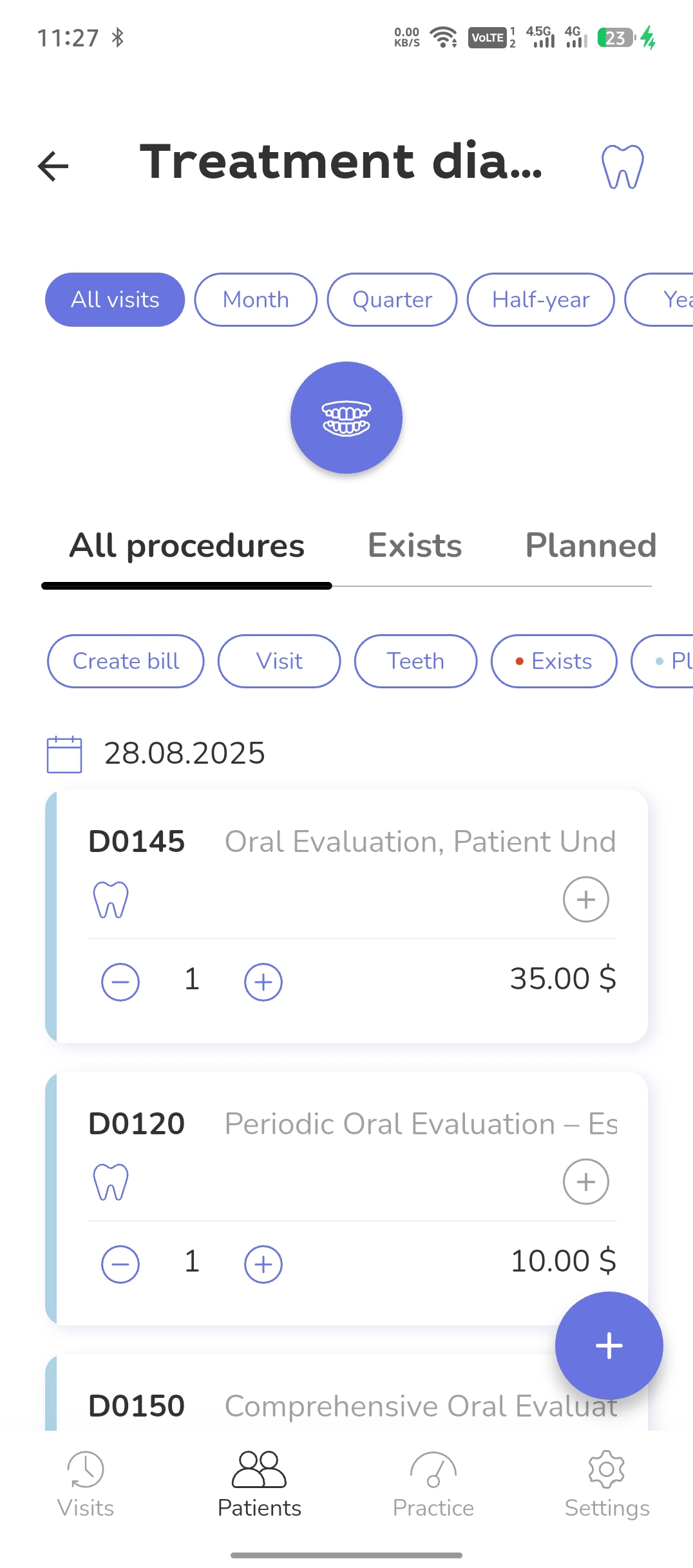 Dentaltap_dental_software_My_Treatment_log