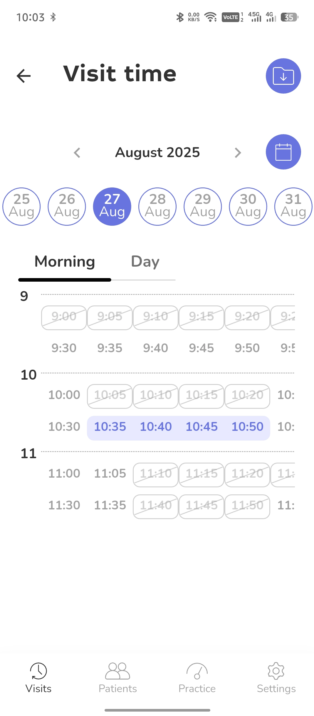 Dentaltap_dental_software_Visit_Slots